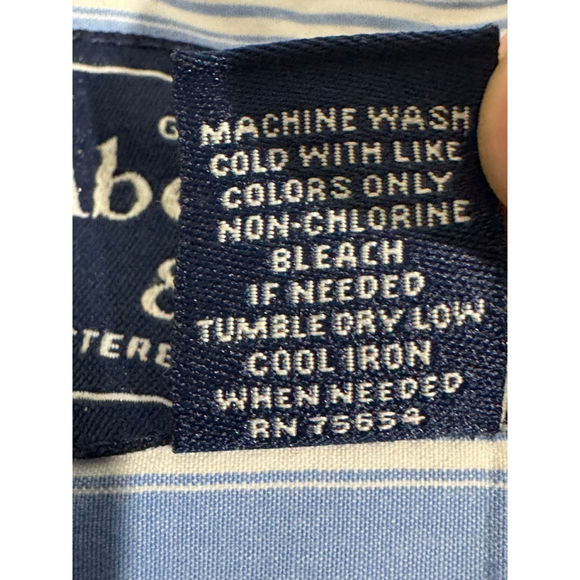 Men's Abercrombie & Fitch Blue & White Striped Casual Button Down cotton Shirt L - Picture 7 of 8